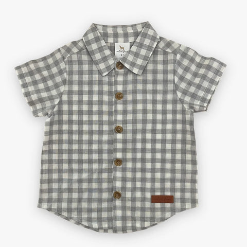 Nash Button Down- Gray Ging