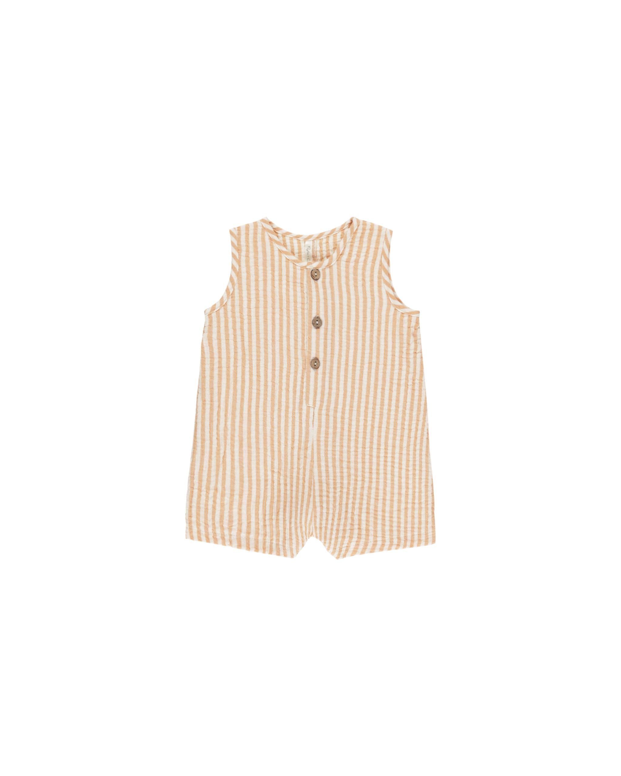 Maverick Romper- Grapefruit Stripe