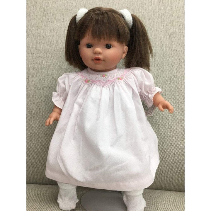 Rosalina Doll - Pigtails Brunette Megan 15'' - Brown Eyes, Pink Dress