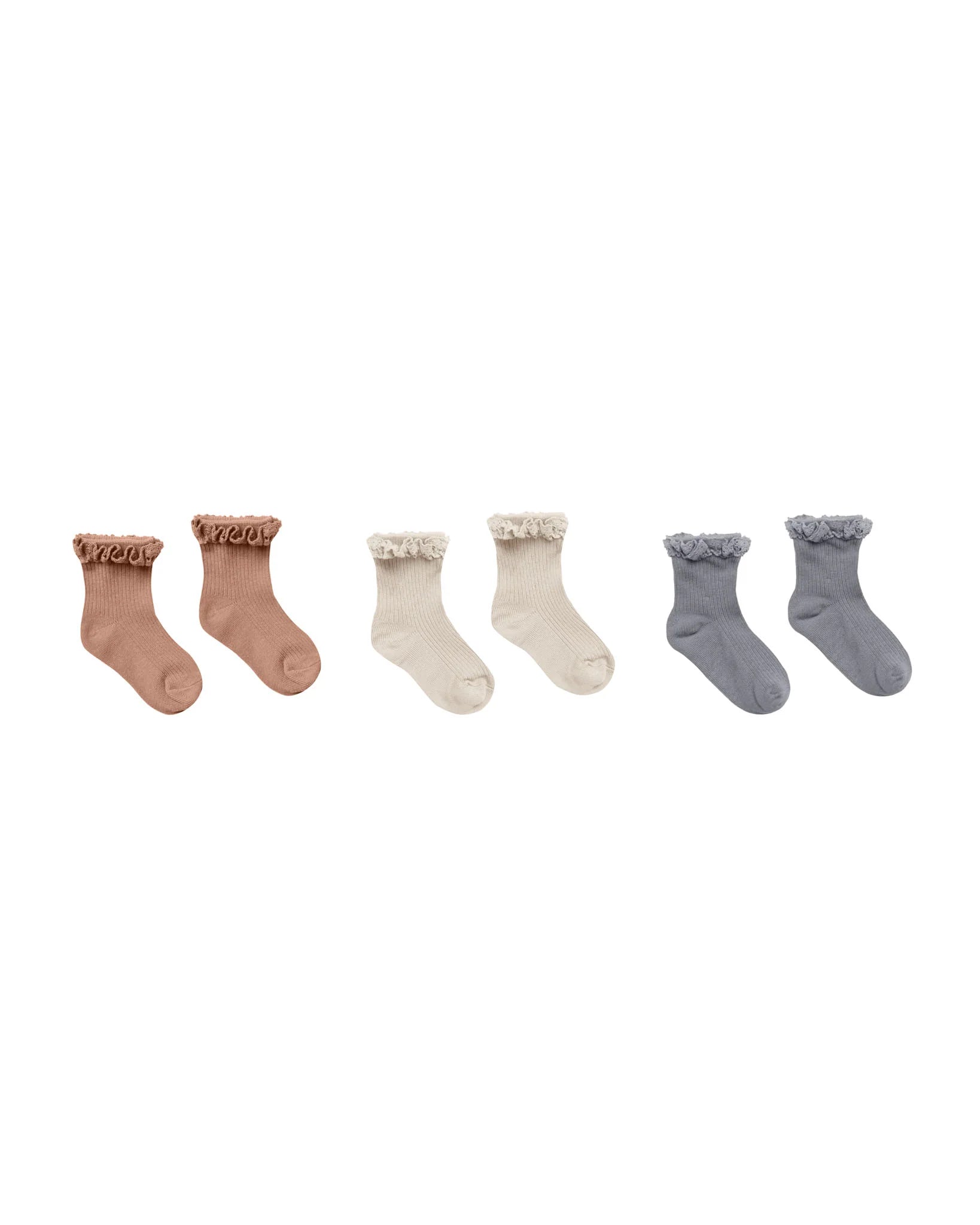Lace Trim Sock- Spice/Natural/Dusty Bl.