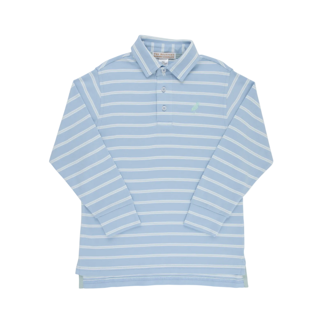 Prim and Proper Polo LS-Pima | Sarasota Sky / Worth Ave White / Old Greenwhich Green
