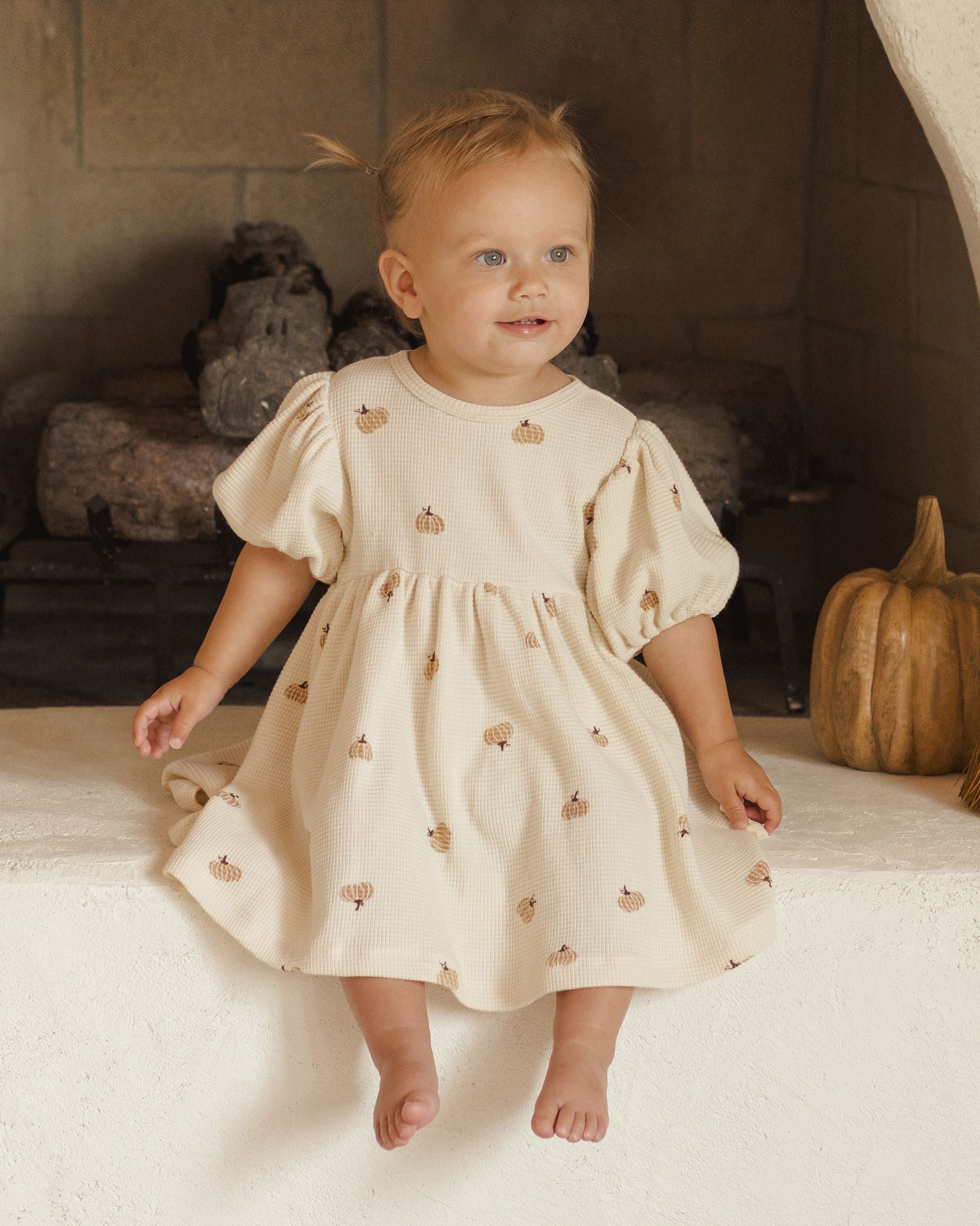 Waffle Babydoll Dress- Pumpkins