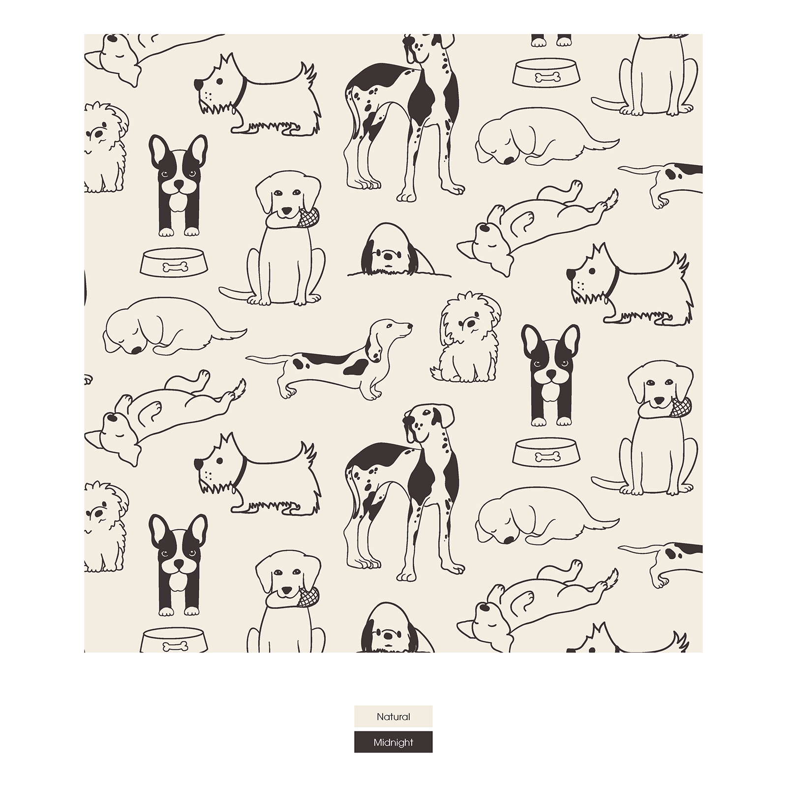 Print Footie with 2 Way Zipper - Natural Dogs