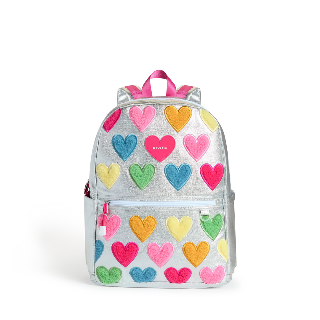 Kane Backpack Double Zipper- Fuzzy Hearts