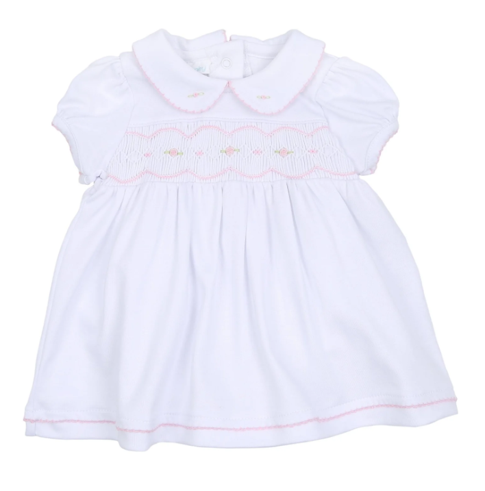 Ava and Archie Smock Collar S/S Dress Set- Pink