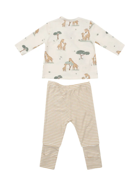 Tmh Set With Roll Over Cuff Pant- Giraffe Families