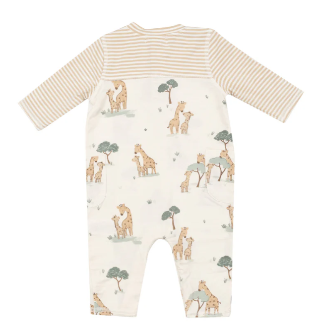 Romper W/ Contrast  Sleeve- Giraffe Families