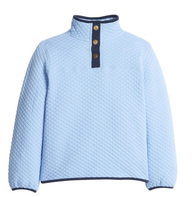 Classical Quilted Pullover- Light Blue with Navy