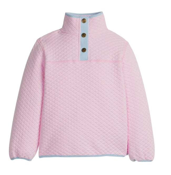 Classical Quilted Pullover- Light Pink with Light Blue