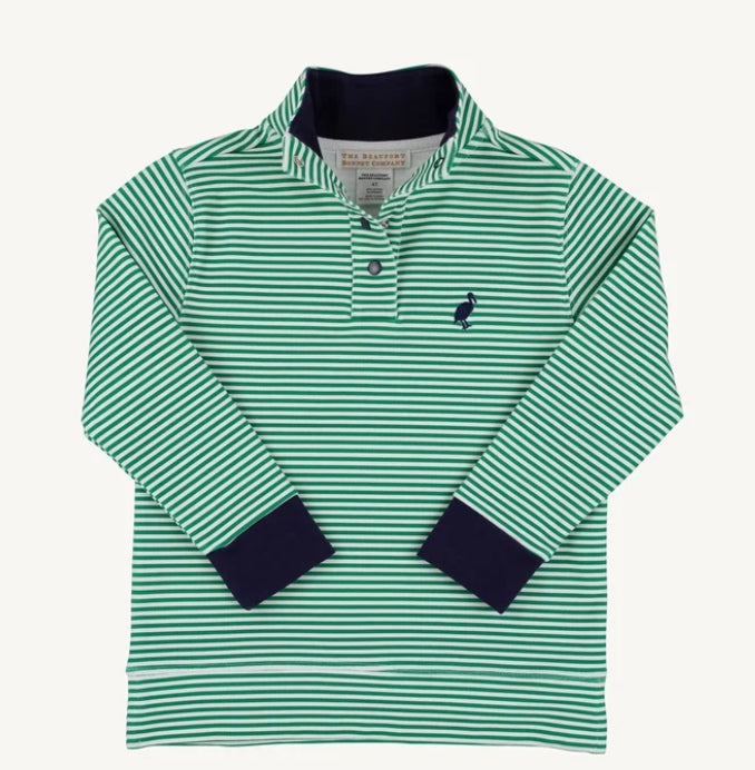 Pendleton Popped Collar-Kiawah Kelly Green Stripe with Nantucket Navy