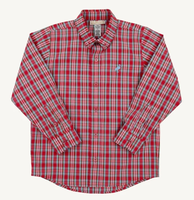Dean's List Dress Shirt-  Woodspoint Plaid with Barrington Blue Stork