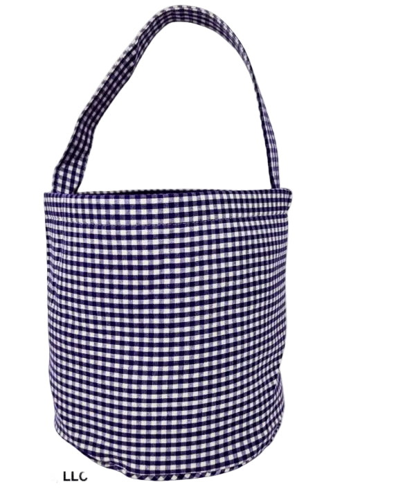 Gingham Halloween Basket Embroidery Blanks-Purple
