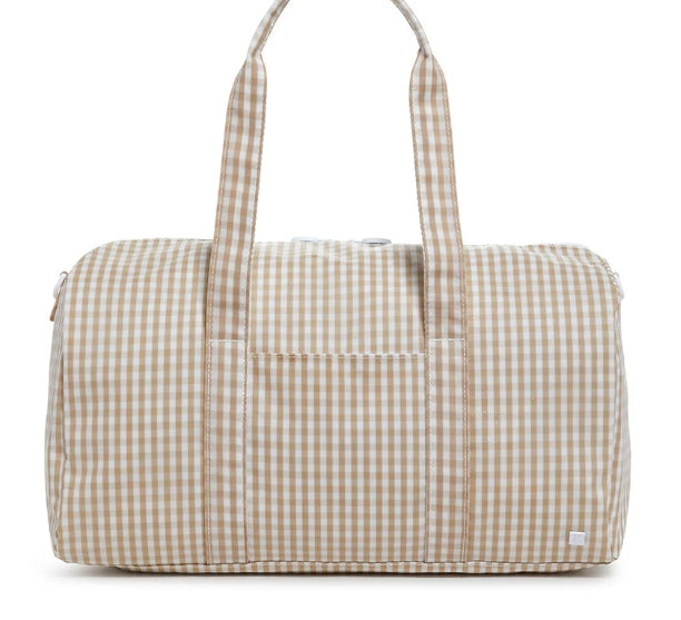 Weekender Duffle Bag- Gingham Khaki- PRE ORDER