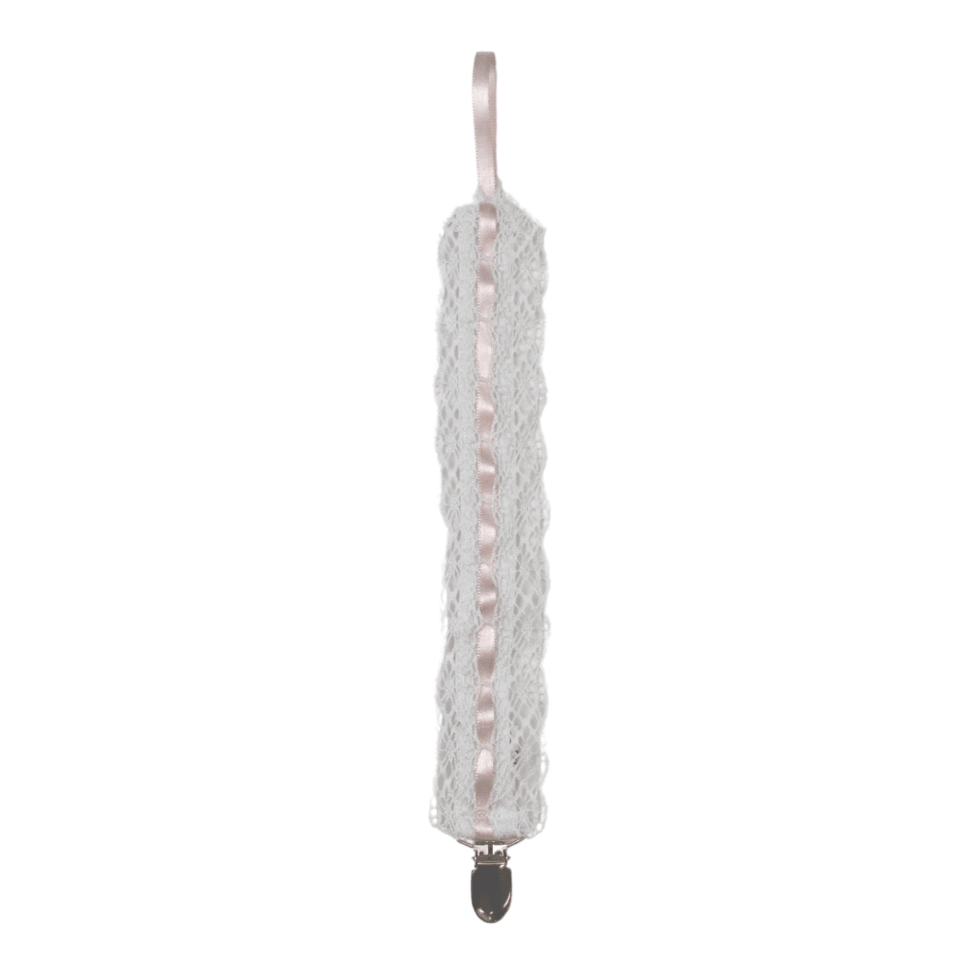 Legacy Pacifier Clip - White, Blessings Pink