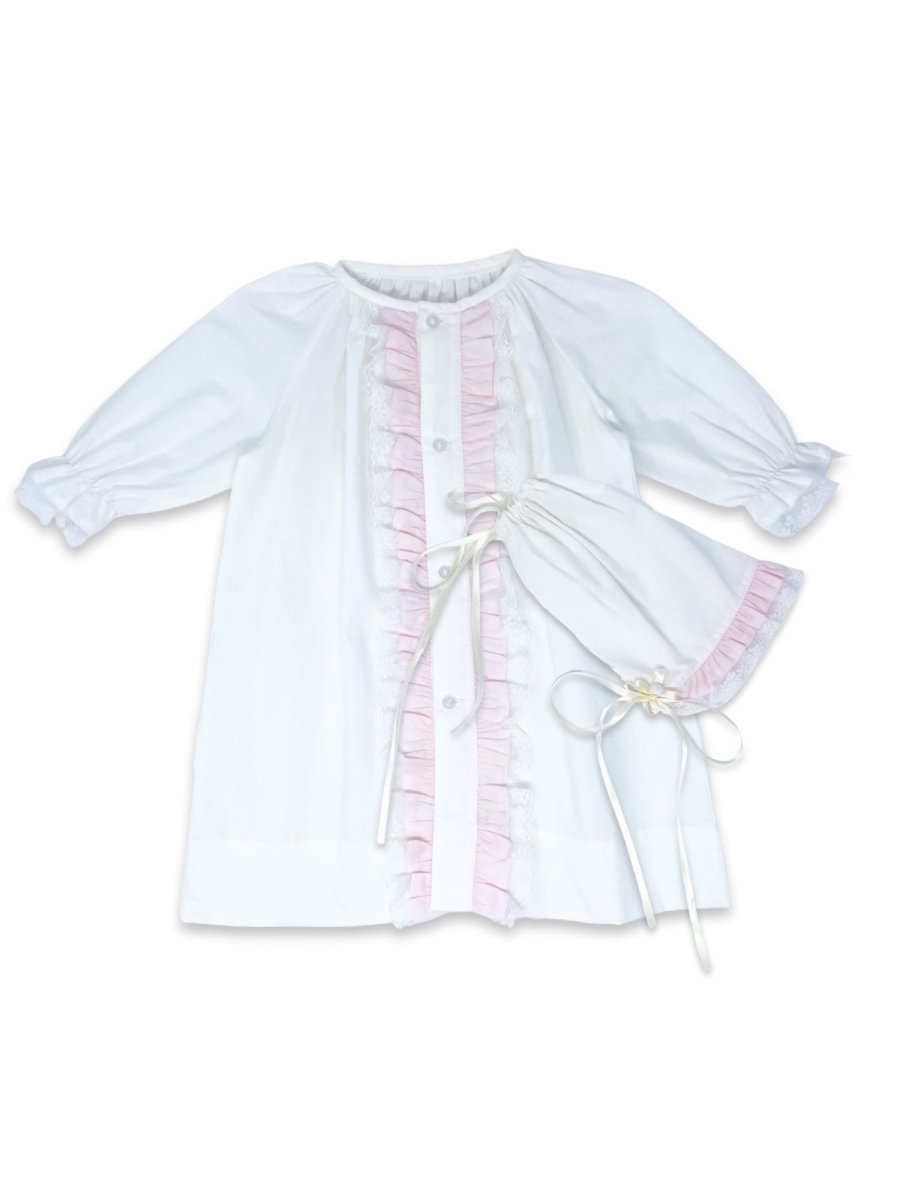 Timeless Day gown Set - Blessings white w/ pink core