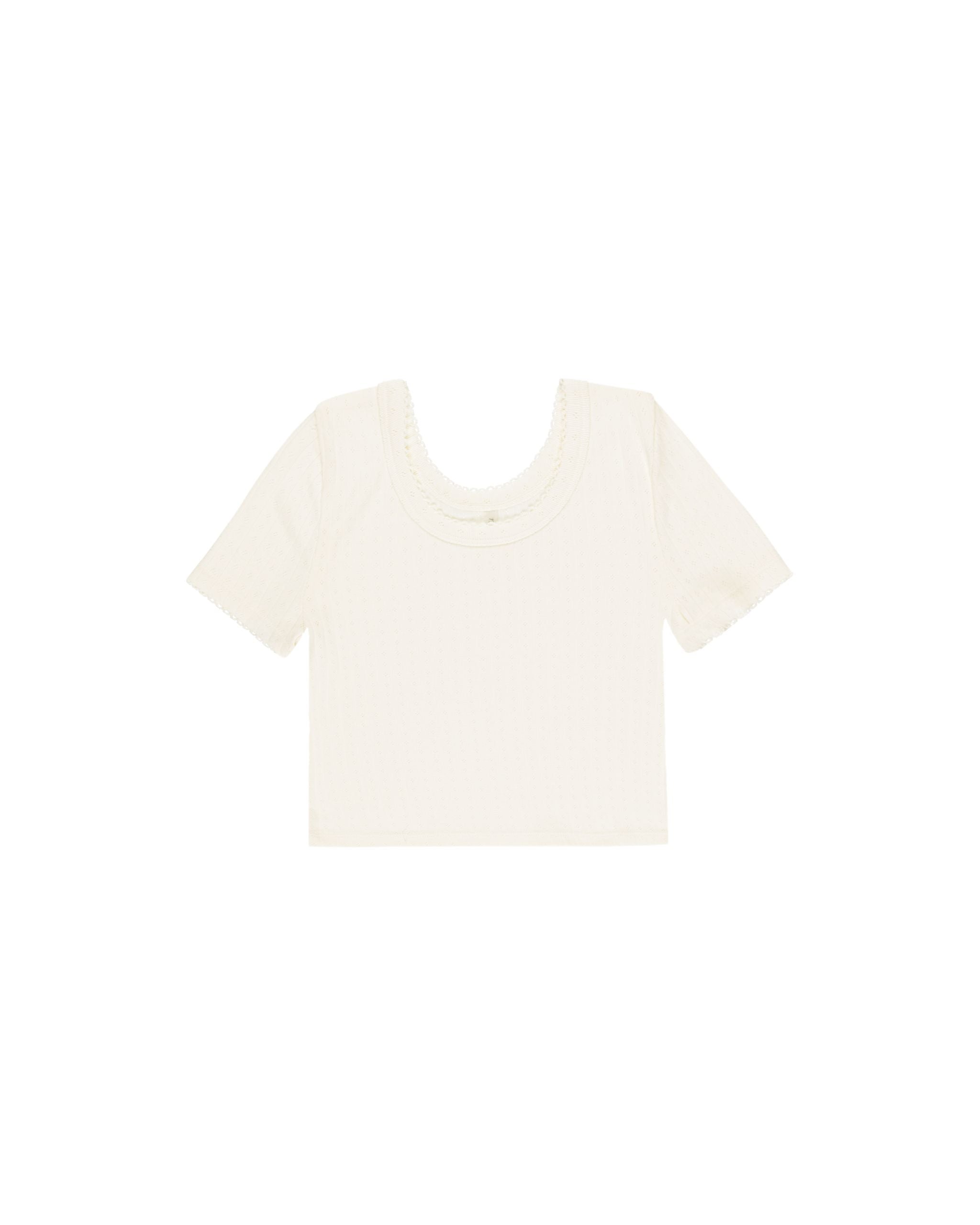 Pointelle Tee- Ivory