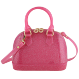 CARRYING KIND SHE'S SO CHARMING CATE PURSE - HOT PINK SPARKLE