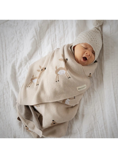 Cotton Receiving Baby Blanket- Deer Taupe
