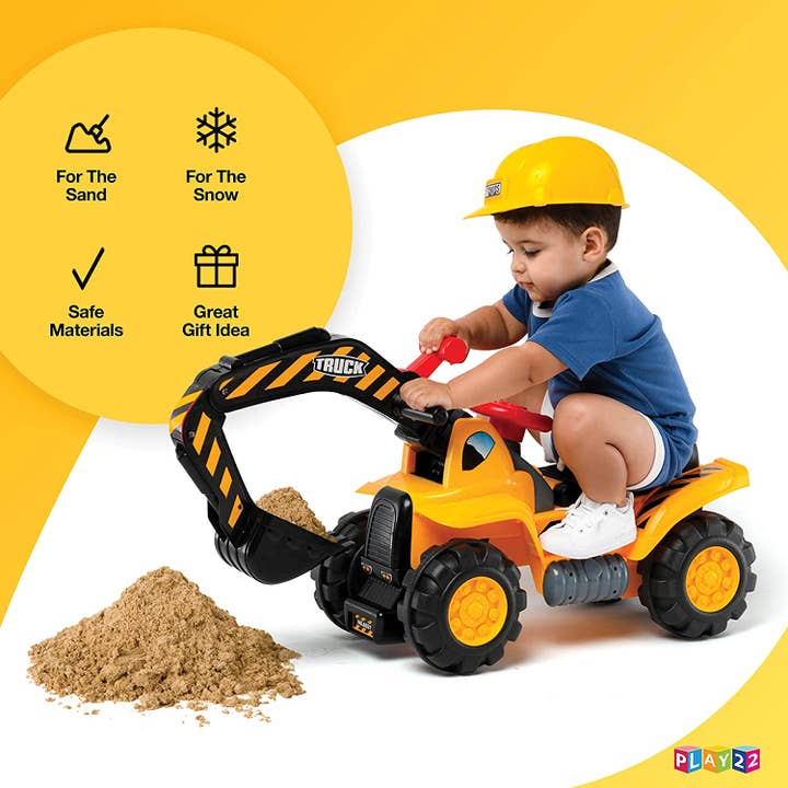 Ride-On Toy Tractor Excavator For Kids with Helmet