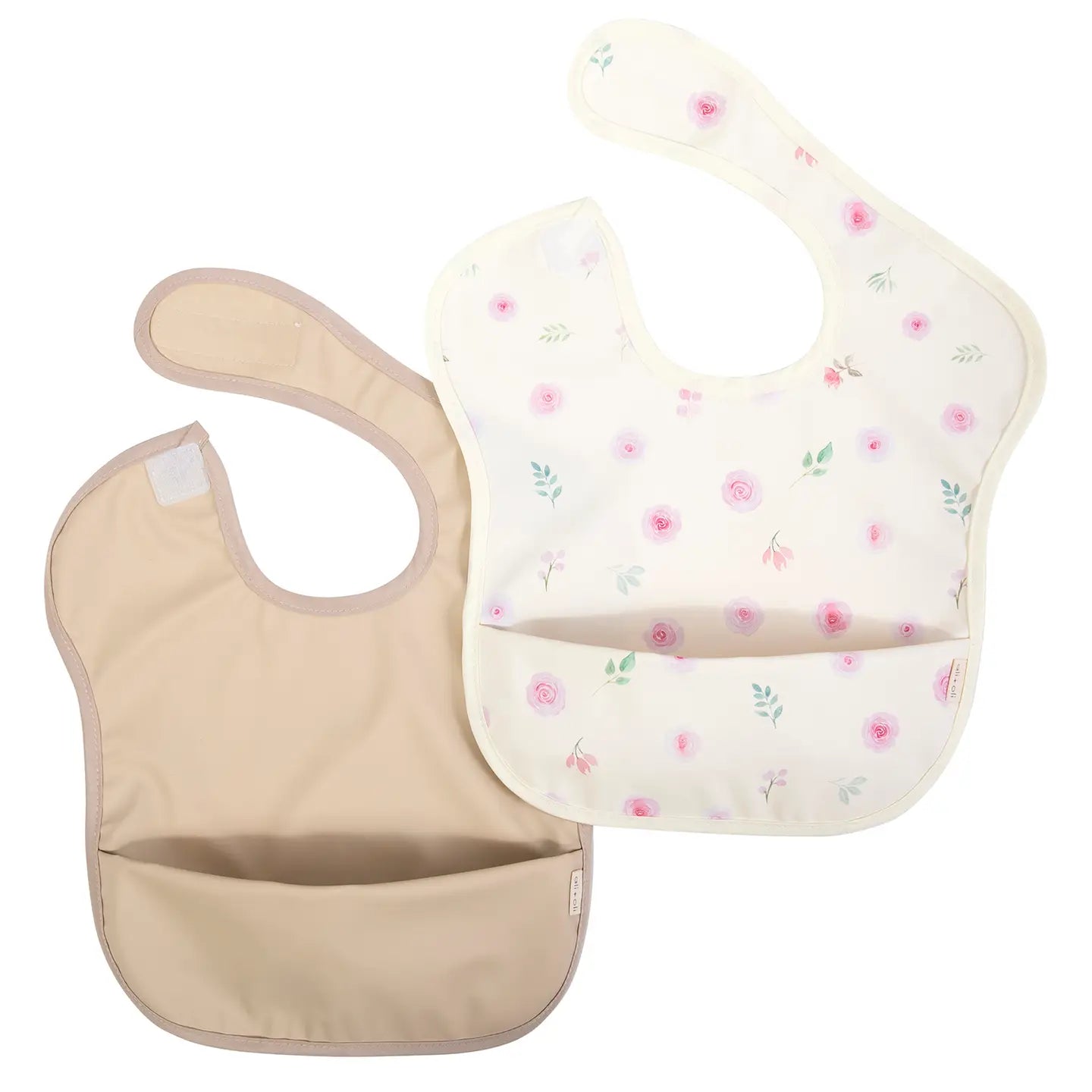 Smock Bib  (2-pc)- Flowers/Sand