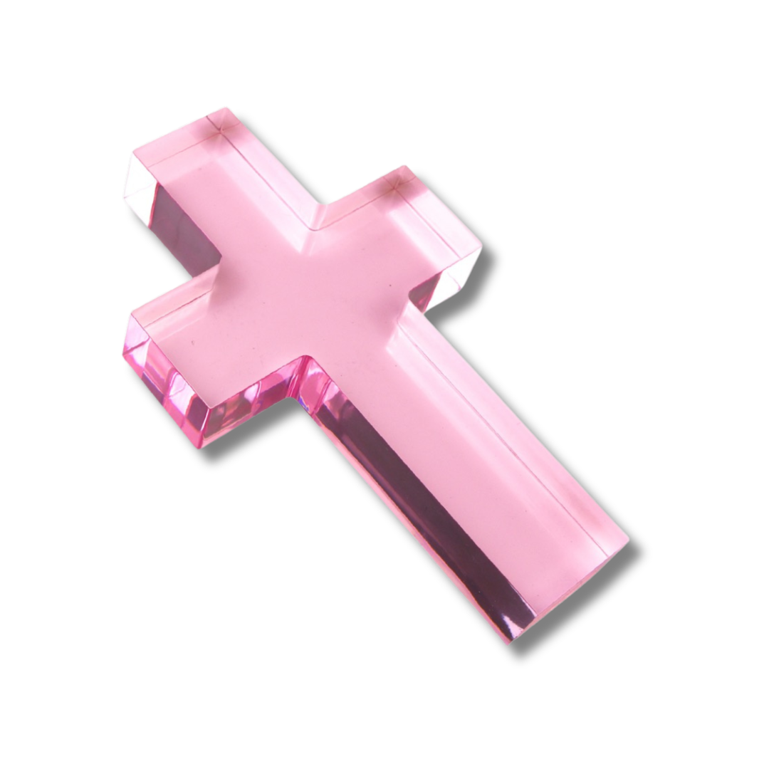 Large Pink Cross Acrylic Weight