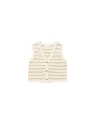 Knit Vest & Short Set - Sand Stripe
