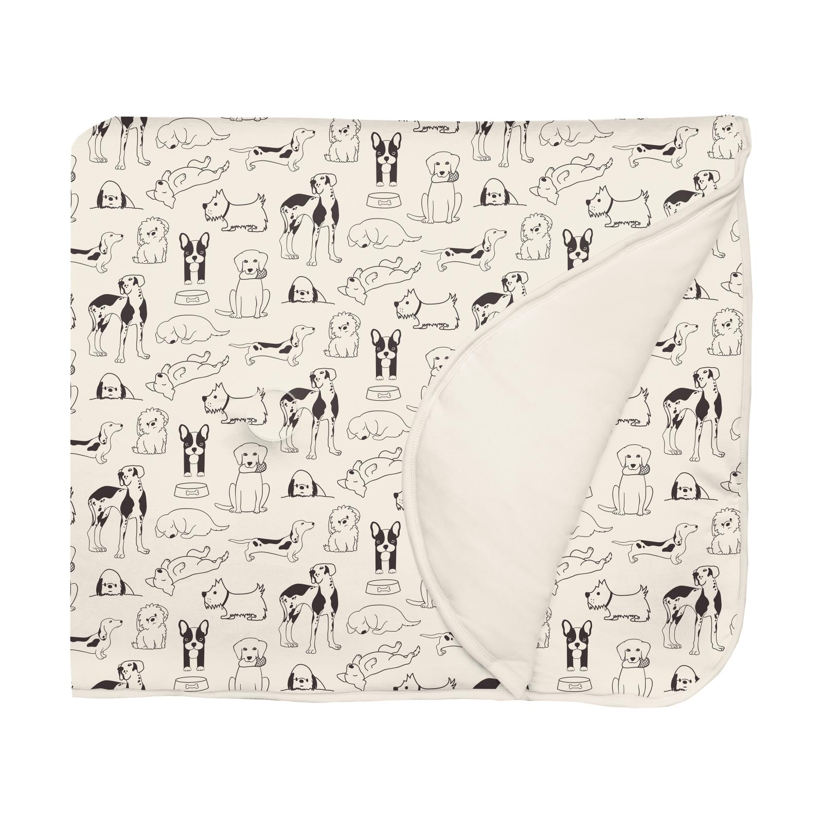 Print Fluffle Toddler Blanket Emb- Natural Dogs