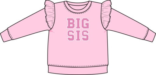 Sibling Big Sis Ruffle Sweatshirt- Pink