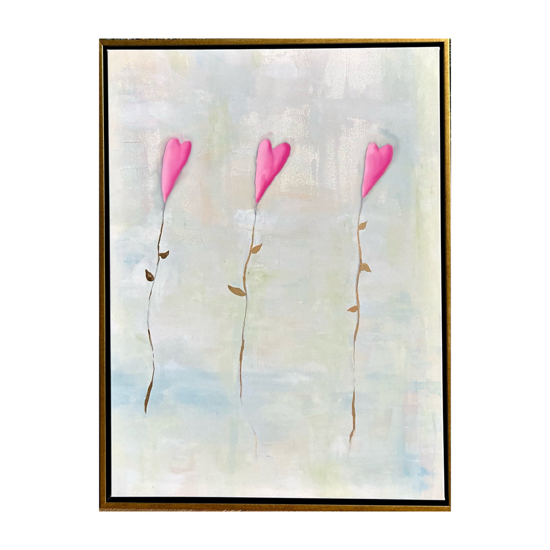 “3 Hearts to Hold” 30 x 40 + Gold Frame