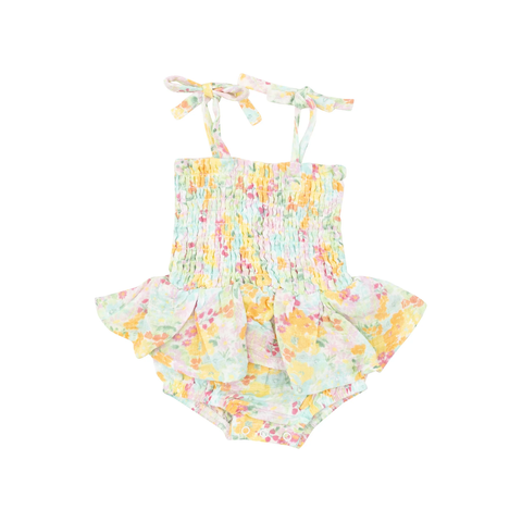 Smocked Bubble w/skirt-  Spring Meadow