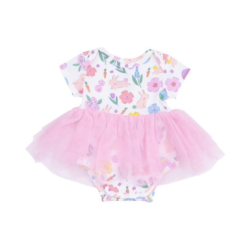 Easter Bunnies Twirly S/S Tutu Bodysuit Dress