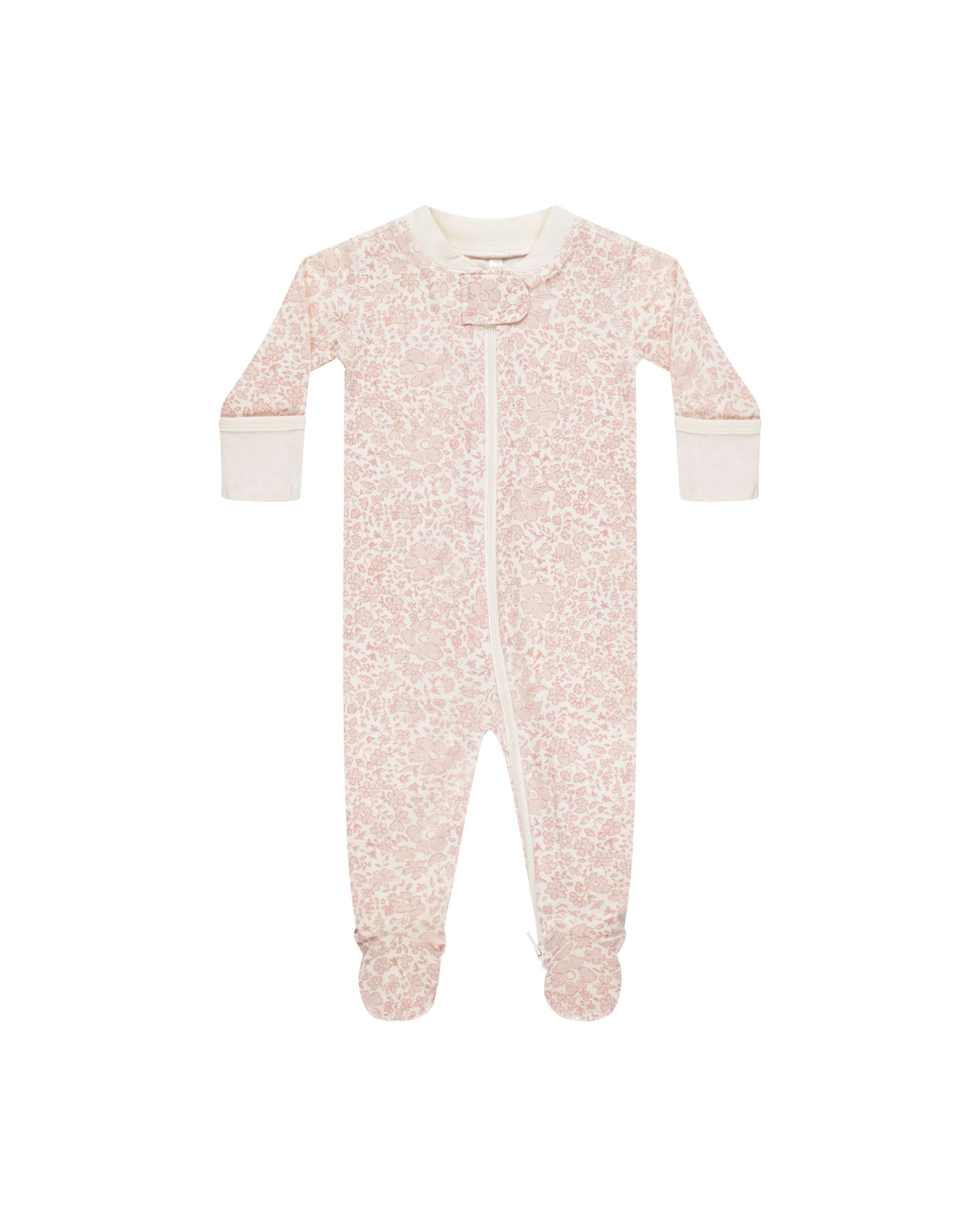 Zip LS Sleeper Footie- Pink Blossom