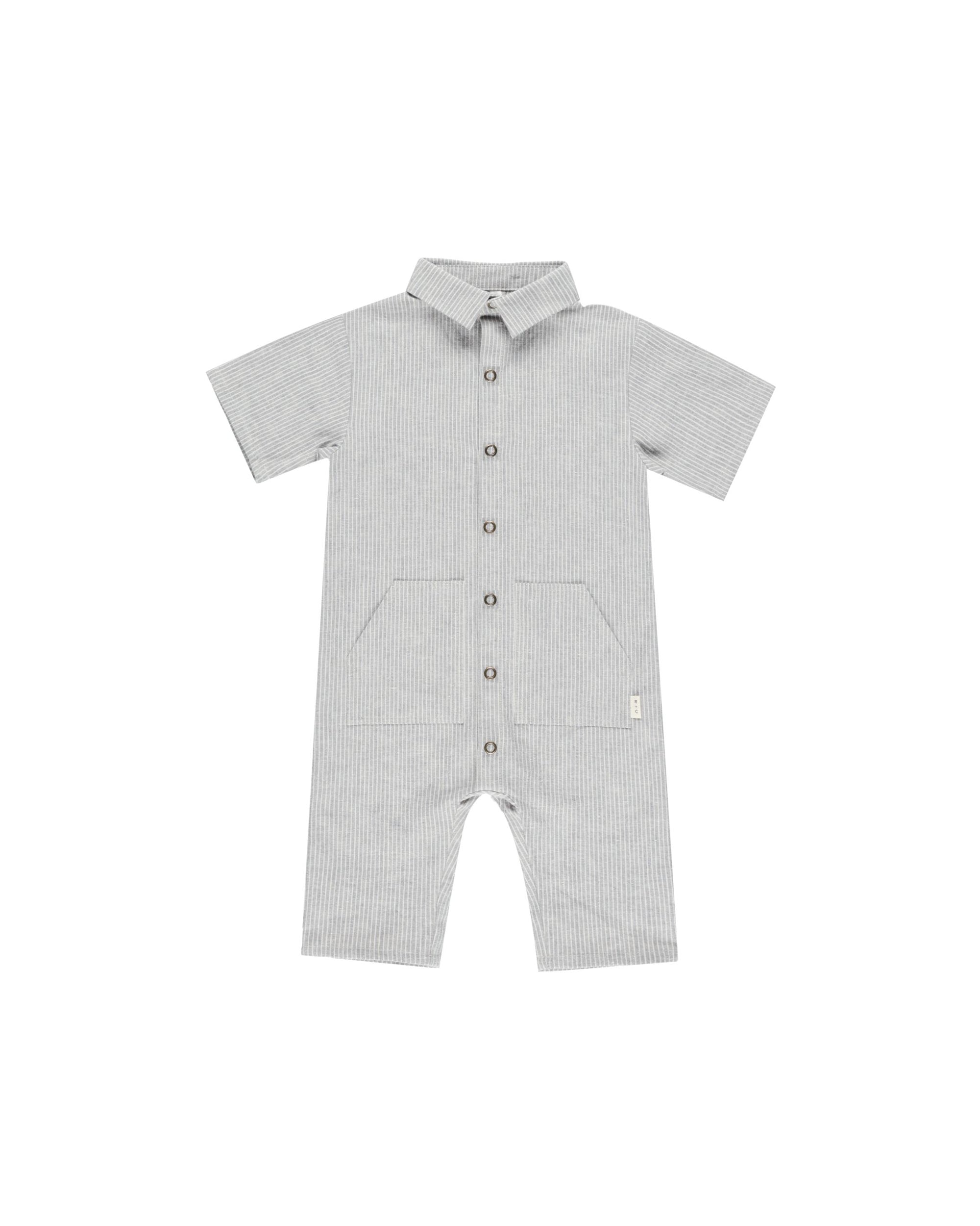 Rhett Jumpsuit- Blue Micro Stripe