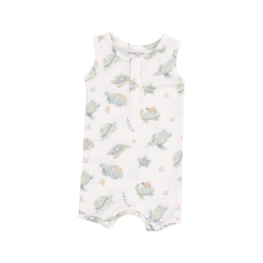 Sea Turtles Sleevless Shortie Romper- Beige