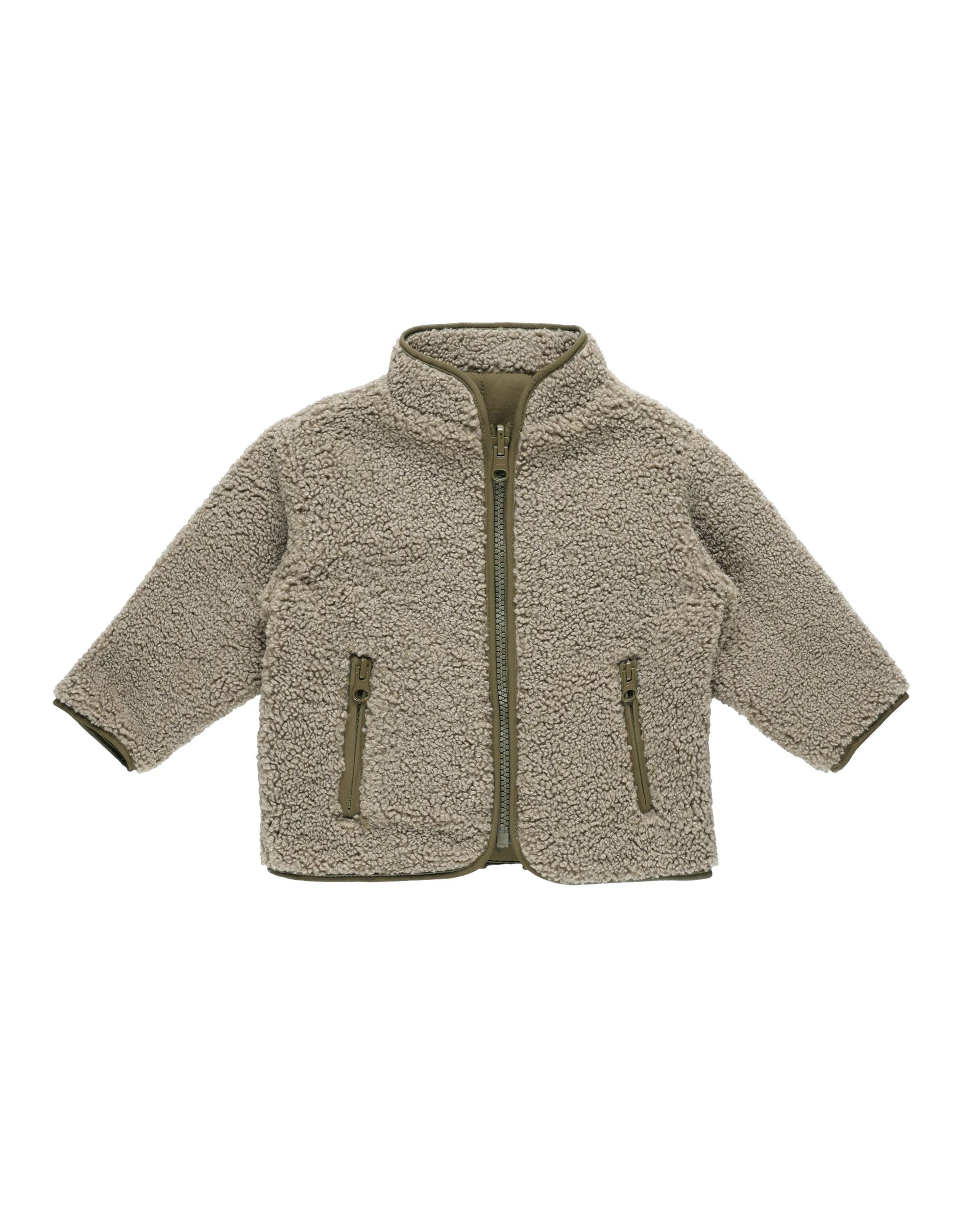 Shearling Zip Jacket- Olive