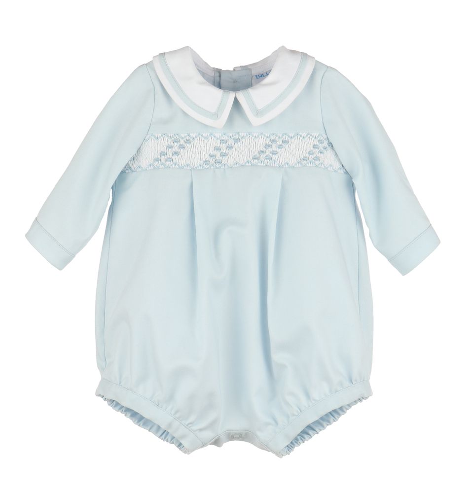 Classic Smocked Boy Bubble in Blue