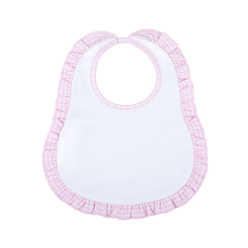 Baby Checks Pink Ruffle Bib