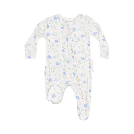 Sweet Vines 2 Way Ruffle Zip Footie- Ivory