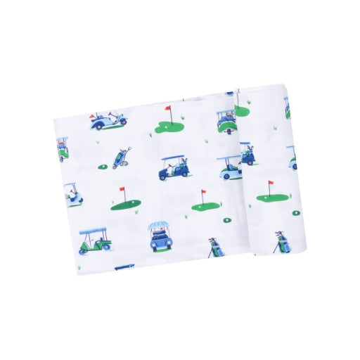 Vintage Golf Carts Blue Swaddle Blanket