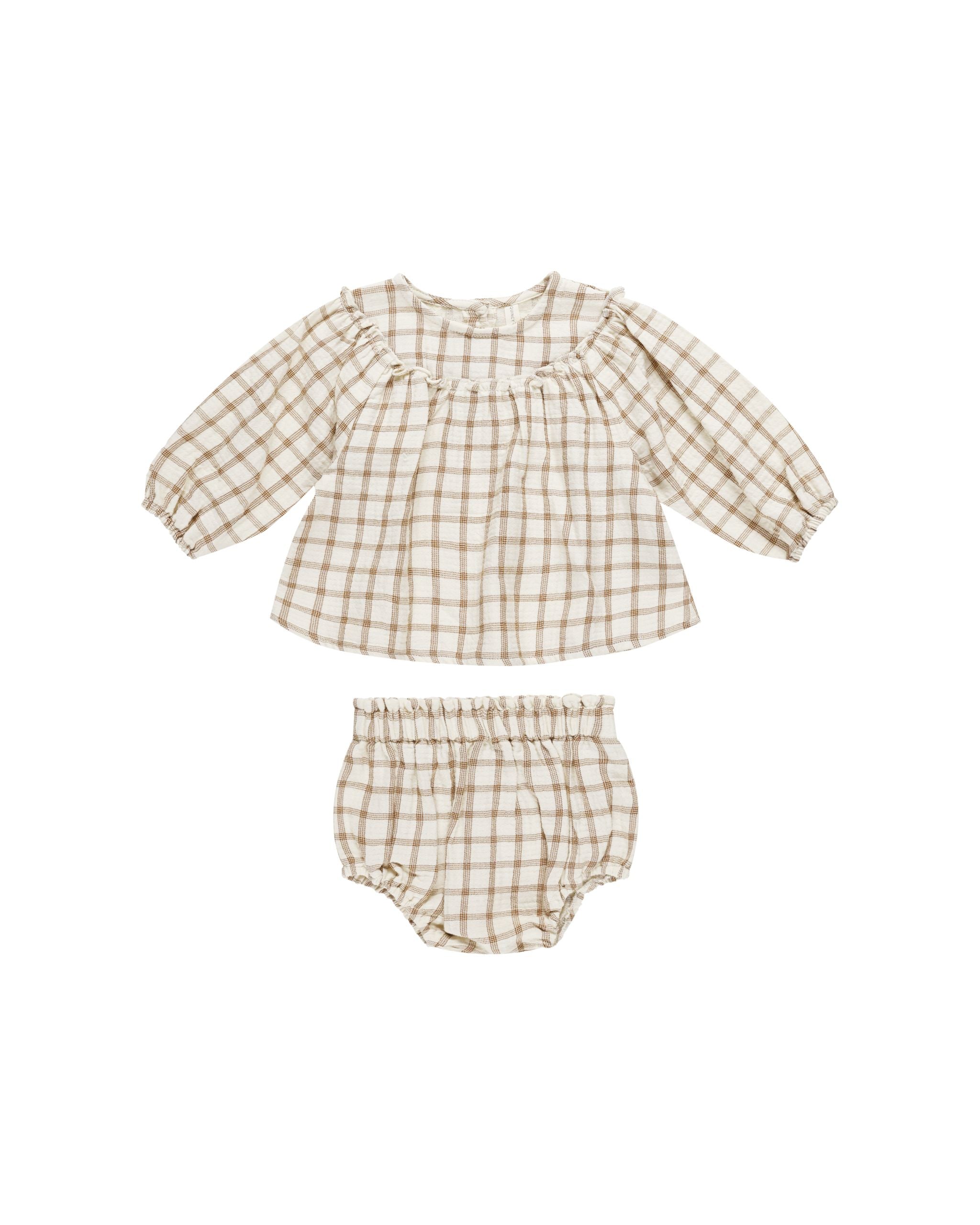 Mia Top + Bloomer Set- Cinnamon Plaid