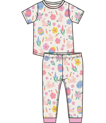 Easter Bunnies S/S Loungewear Set- Pink