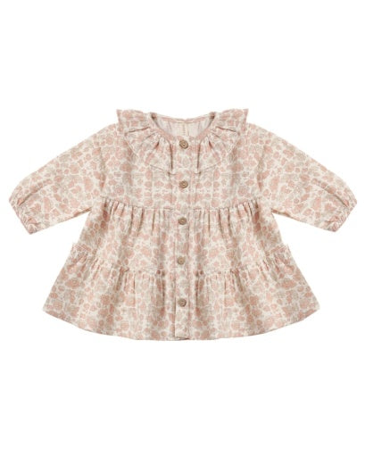 RUFFLE COLLAR BUTTON DRESS PINK BLOSSOM