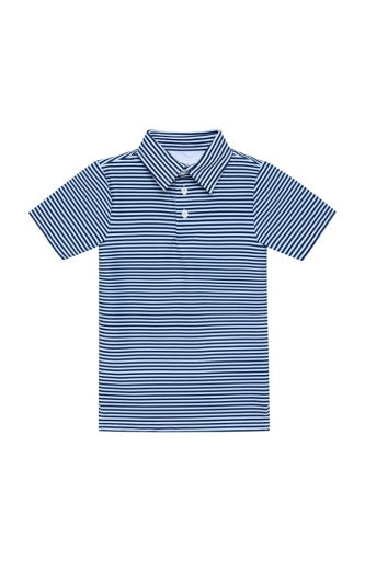 NAVY/WHITE THIN STRIPE POLO SHIRT