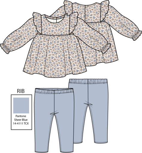 Hazel Floral - Ruffle Tunic with Legging