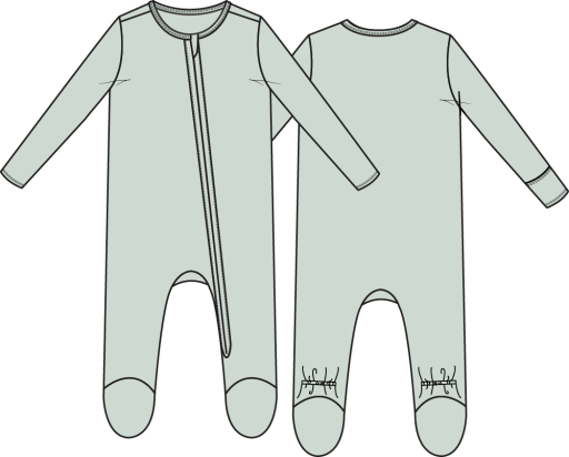 Solid Milky Green - 2 Way Zipper Footie