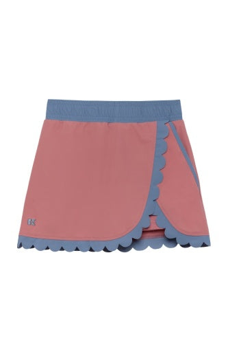 DUSTY PINK/SLATE SCALLOPED SKORT