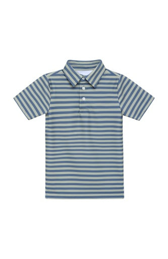 SLATE/SAGE QB STRIPE POLO SHIRT