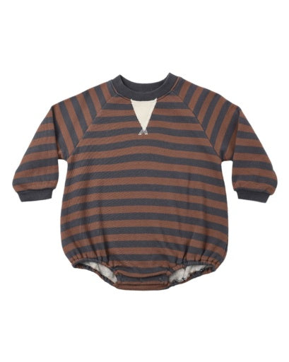 CREW NECK ROMPER MULBERRY STRIPE
