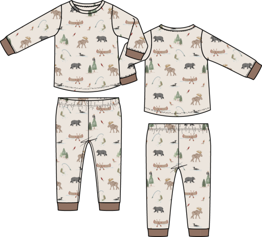 Northern Woodland Animals - Long Sleeve Loungewear Set