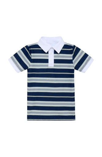 NAVY RETRO STRIPE POLO SHIRT